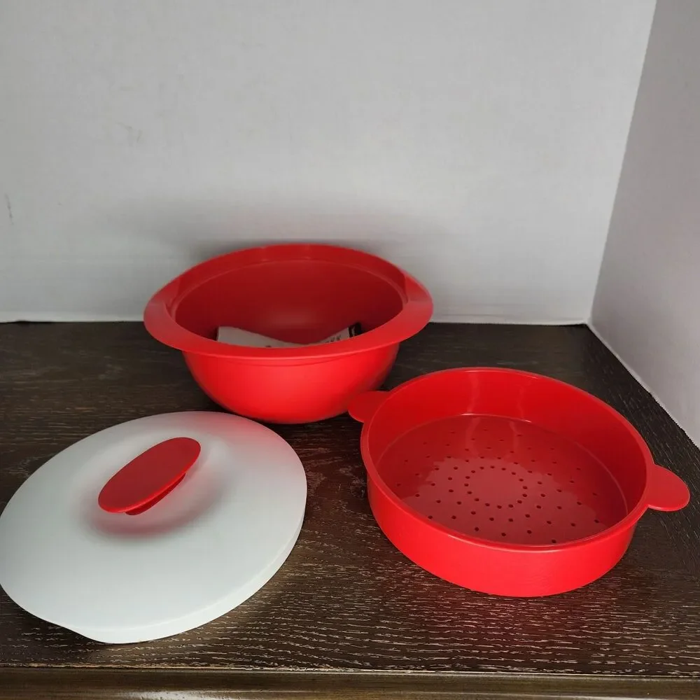1.5 Qt Tupperware 3 Piece Tortilla Warmer Keeper Red/Pink #3222A-3, #7763A-3